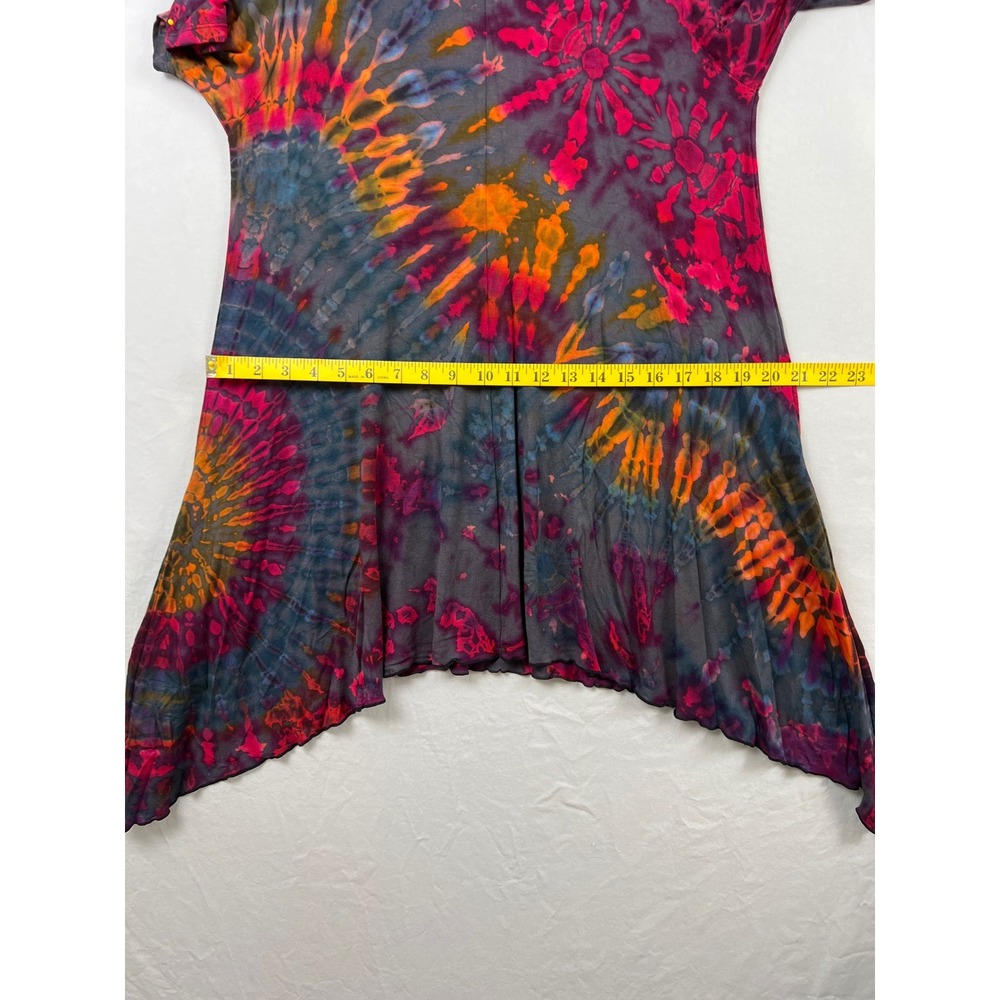 Kathmandu Imports Tunic Top Womens S/M Multicolor Tie Dye Stretch Boho Pockets - Picture 8 of 10